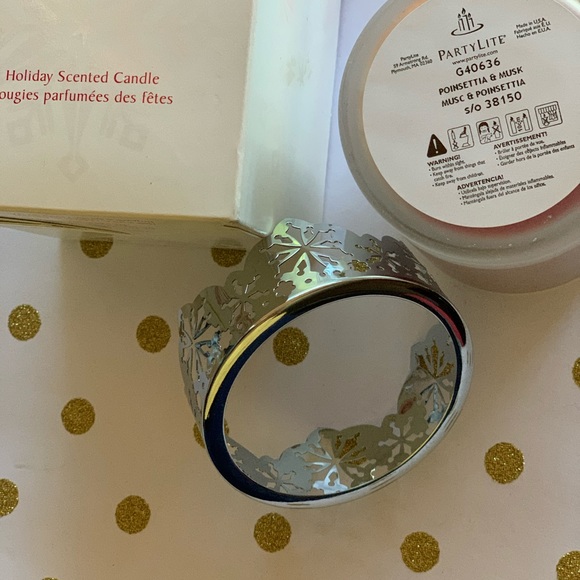 PartyLite Poinsetta Musk Decorative reusable base Rare Collectible Holiday NIB - Picture 5 of 7